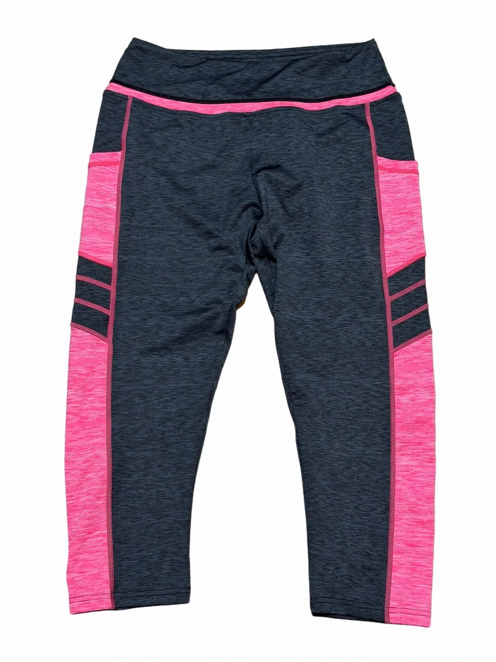 Sugar Pocket Girls Heather Gray Hot Pink Colorblock Athletic Capris XL